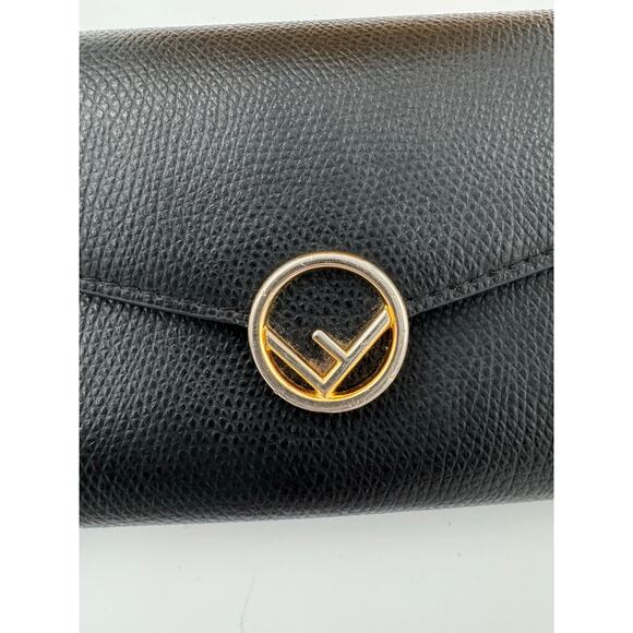 Fendi Black Saffiano Leather Continental Wallet with Gold Logo Hardware w/ Box - Picture 7 of 7